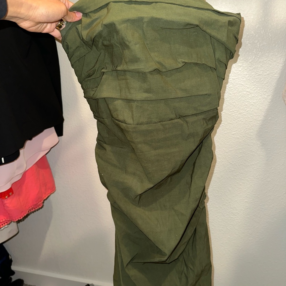 Anthropologie Strapless Olive Dress